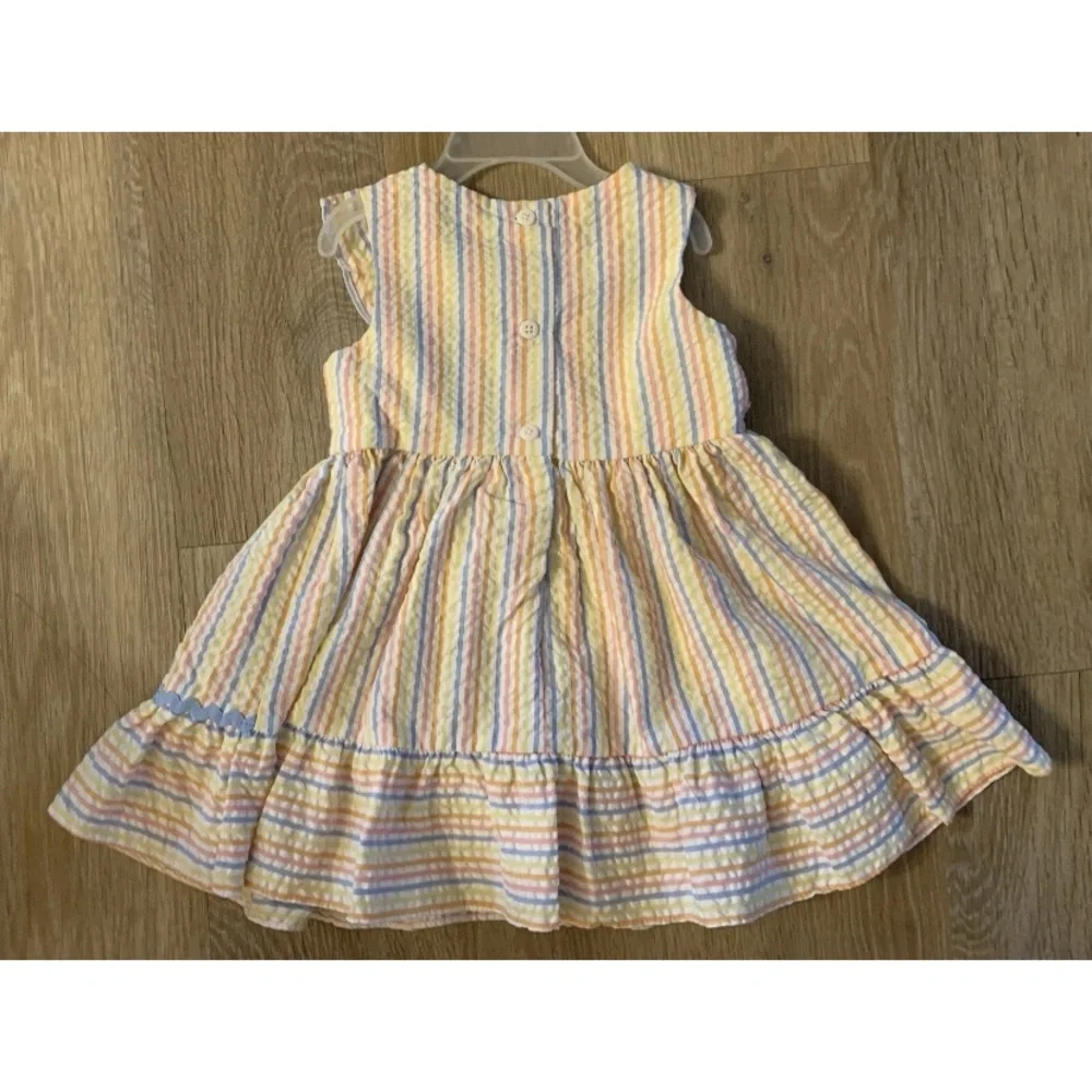 (NWT) Good Lad Girl’s Size 2T Blue & Pink Ruffled Tiered Sundress With Flowers - Picture 6 of 8